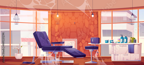 Abandoned tattoo studio or beauty salon interior