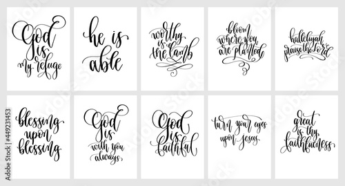 set of God hand lettering vector illustration