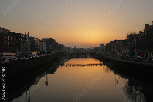 Sunset in the Liffey River, Dublin, Ireland