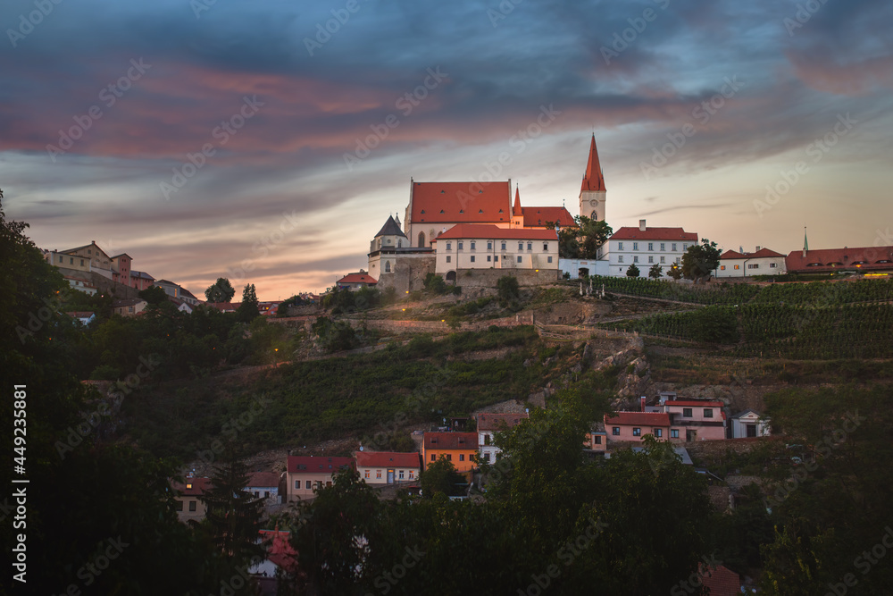 Fototapeta premium View of the Gothic Church of St. Nicholas in Znojmo, Czech Republic. The church was built in 1348 by Emperor Charles IV.
