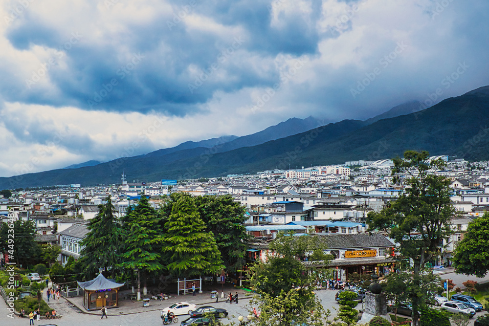 Dali, China, 09-02-2013.  
 Wide shot of the town Dali, in the Yunnan Province, China