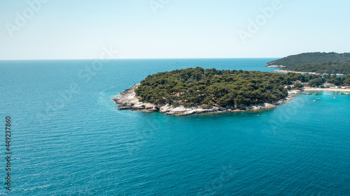 Island in the shape of heart in Adriatic Sea in Croatia 