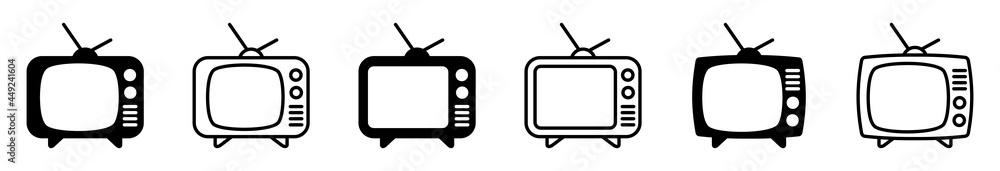 Retro TV icon set, television isolated on white background, vector illustration Retro TV icon set, television isolated on white background, vector illustration