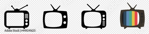 Retro TV icon set, television isolated on transparent background, vector illustration