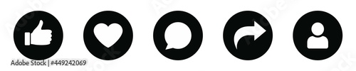 Social media icon Button, Thumbs up, like, comment, repost and follow, vector illustration