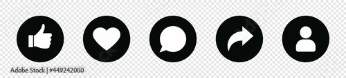Social media icon Button, Thumbs up, like, comment, repost and follow, vector illustration