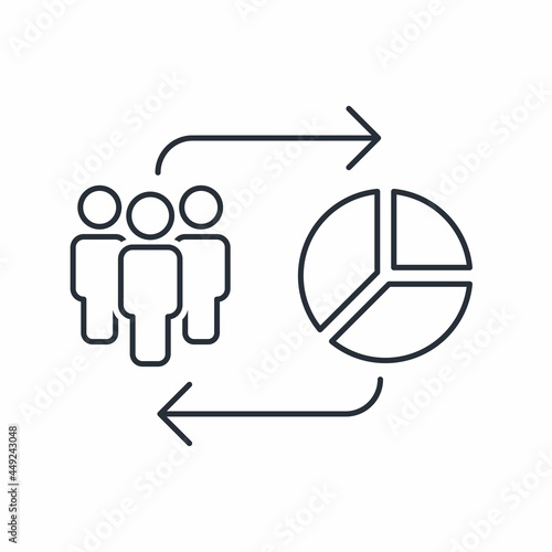 Demographic changes. Vector linear icon isolated on white background.