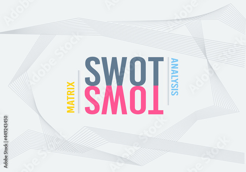 TOWS matrix and SWOT analysis and minimal banner for business management and Marketing strategy, analysis, strength, weaknesses, opportunities and threats.