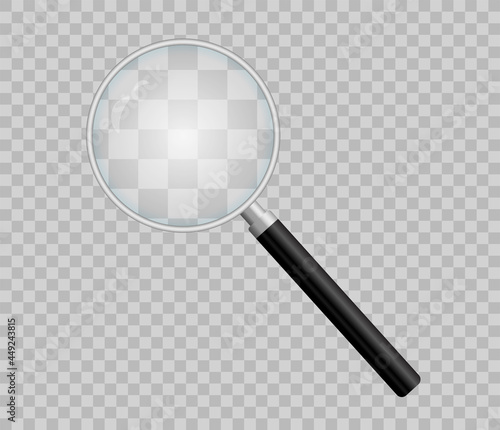 Magnifying glass icon. Magnifier with Transparent Background. Quality design elements. Loupe for studying small objects. Template for websites, posters and banners. Realistic vector illustration