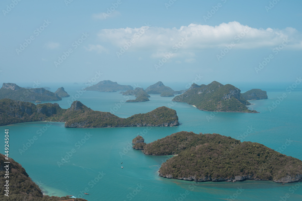 observation deck at the peak with panoramic views of the islands in the Antong Marine Park