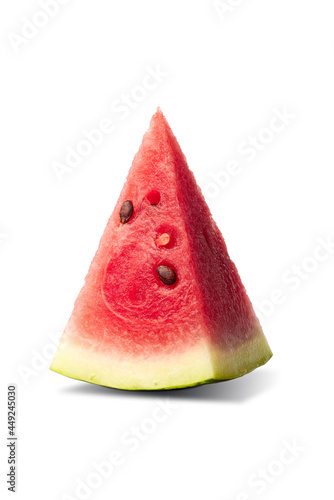 Tasty and juicy watermelon piece, isolated on a white.