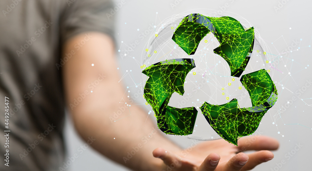 volumetric green recycling sign 3d digital volumetric green recycling sign 3d digital