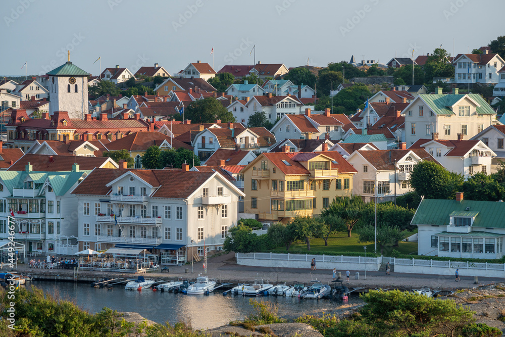 Marstrand island panorama Scenery with Harbour and boats in the canal