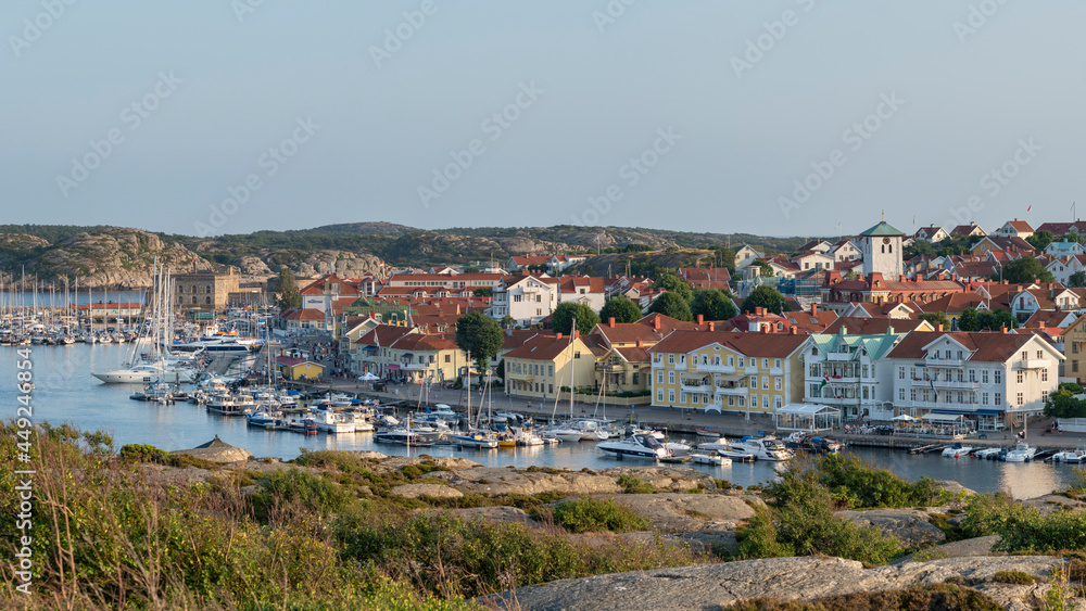 Marstrand island panorama Scenery with Harbour and boats in the canal