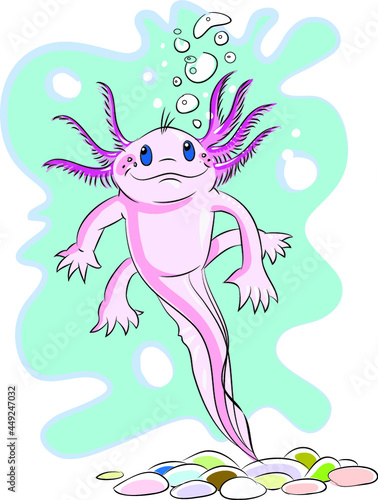 Ajolote, dibujo infantil, peligro de extinción, mexicano, animal 