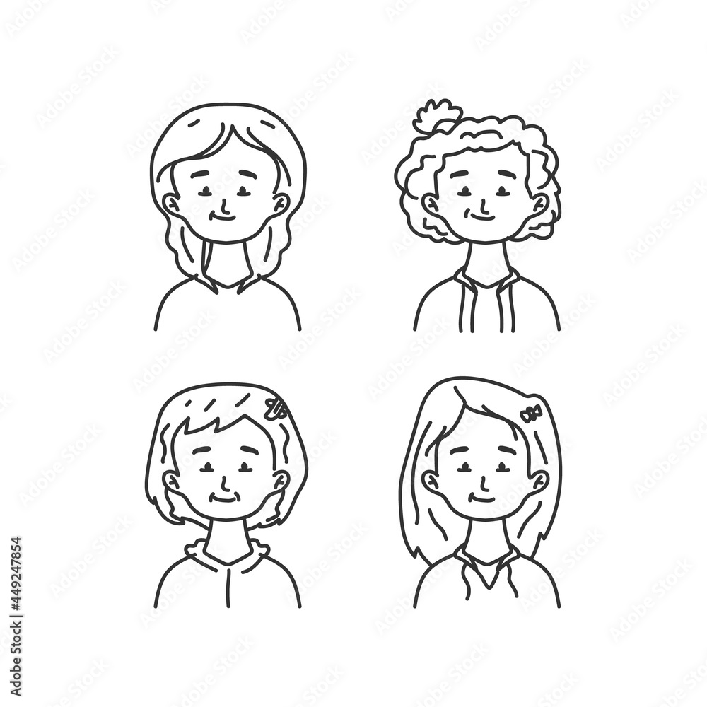 Hand drawn annoying female cartoon character avatar design Hand drawn annoying female cartoon character avatar design