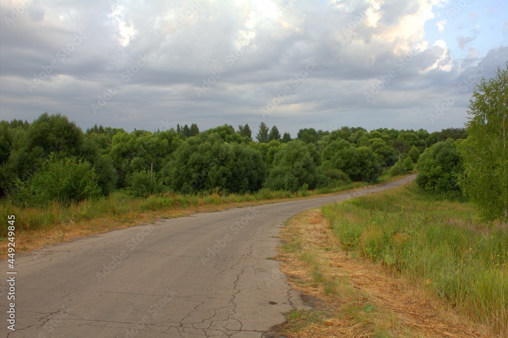 The road among the forests in the outback of Russia.