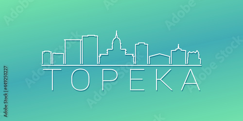 Topeka, KS, USA Skyline Linear Design. Flat City Illustration Minimal Clip Art. Background Gradient Travel Vector Icon.