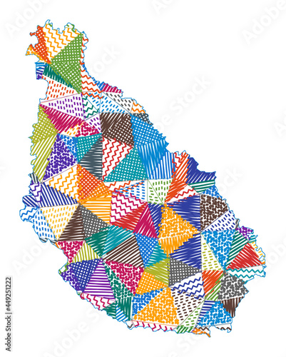 Kid-style map of Santiago Island. Hand-drawn polygons in the shape of Santiago Island. Vector illustration. photo