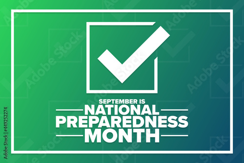 September is National Preparedness Month. Holiday concept. Template for background, banner, card, poster with text inscription. Vector EPS10 illustration.