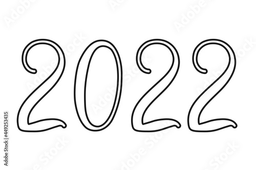 2022 handwritten text as new year calendar banner in vector icon