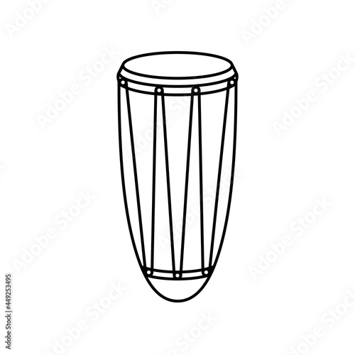 African hand drum or conga drum in vector icon