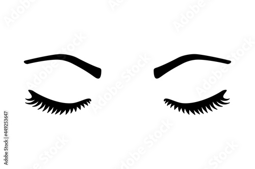 Lashes and brows or eyelashes and eyebrows in vector icon