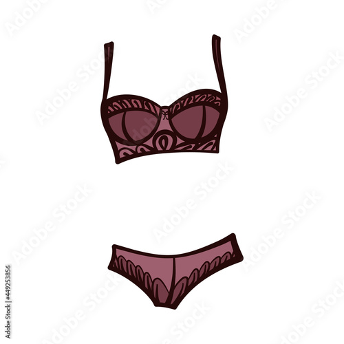 Elegant balconette bra and knickers or panties women's lingerie in vector