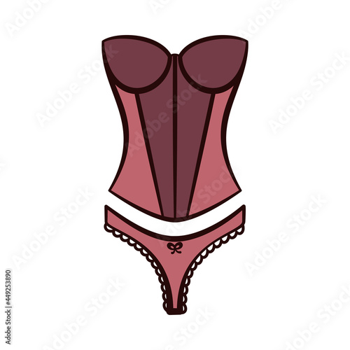 Lingerie corset or bustier with lacy thong as sexy underwear set in vector photo