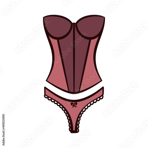 Lingerie corset or bustier with lacy thong as sexy underwear set in vector