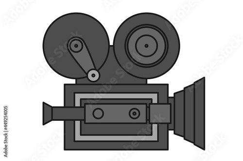 Vintage movie camera or cinema camera in vector icon