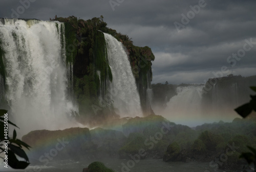 waterfall in the mountains and rainbow Cataratas do Iguaçu Parana Brazil