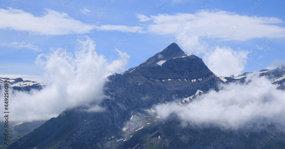 Peak of Mount Oldehore surrounded by clouds. Peak of Mount Oldehore surrounded by clouds.