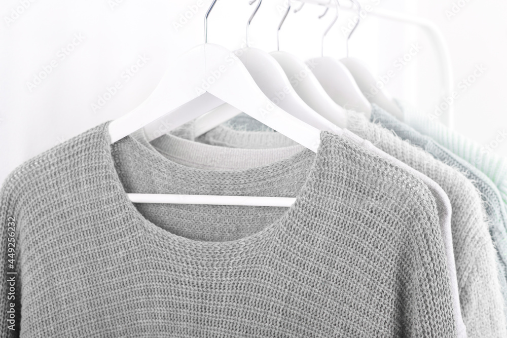 Winter clothes hanging on a rack Winter clothes hanging on a rack
