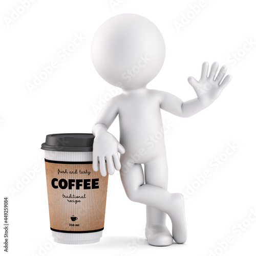 Coffee time. 3D illustration. Isolated on white background photo