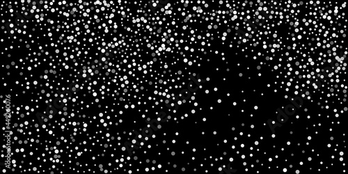 Silver shine of confetti on a black background. Illustration of a drop of shiny particles. Decorative element. Element of design. Vector illustration, EPS 10.