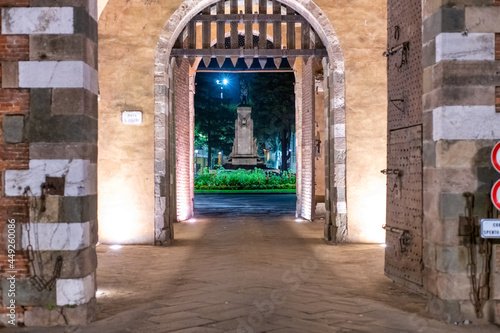 Porta San Pietro at night, Lucca - Tuscany. © jovannig
