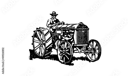 Illustration of Man on Tractor