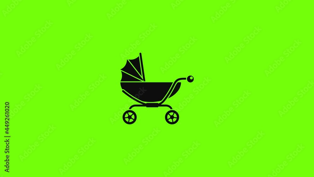 Classic baby pram icon animation Classic baby pram icon animation