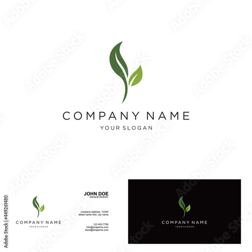 creative simple design logo leaf