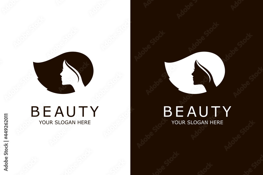 beauty woman hair icons isolated on white and black background - obrazy, fototapety, plakaty 