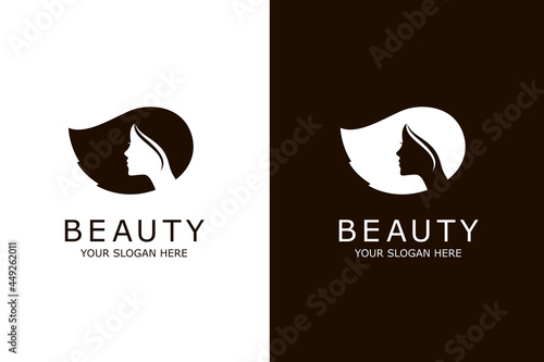 beauty woman hair icons isolated on white and black background