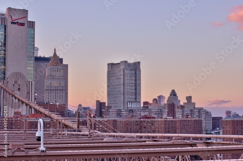 View over the East River from Brooklyn bridge  New York  USA