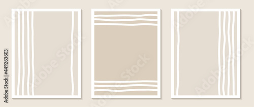 Contemporary templates with abstract shapes and line in nude colors.