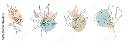 Abstract Contemporary geometric shapes, leafand flower in a modern trendy style