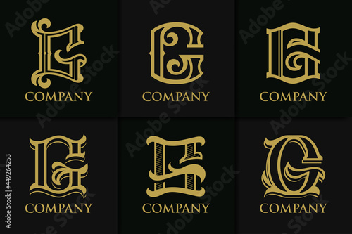 Set monogram letter g vintage collection