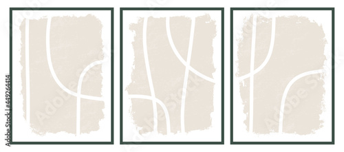 Contemporary templates with abstract shapes and line in nude colors.