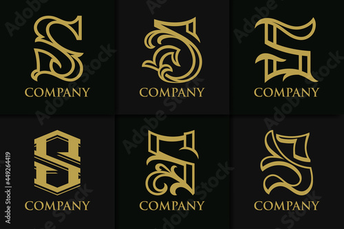 Set monogram letter s vintage collection