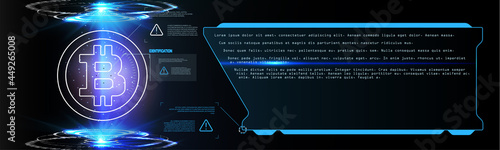 Forex, stock market trading chart vector banner; business finance abstract background. Crypto Currency Bitcoin On Blue Background Digital Web Money Modern Technology Banner