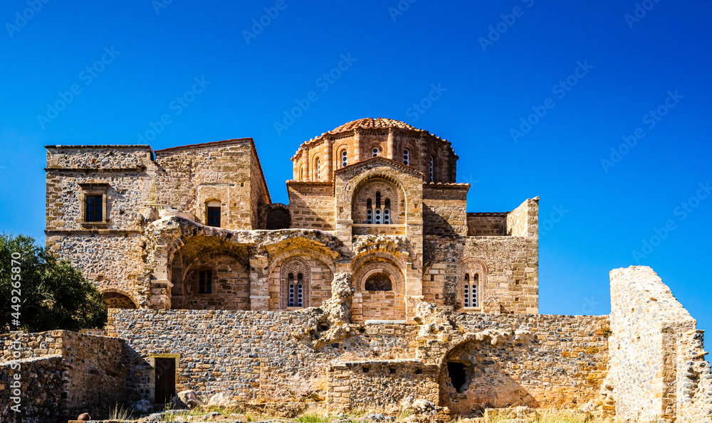 View on church of Panagia Odigitria in Byzantine town of Monemvasia,